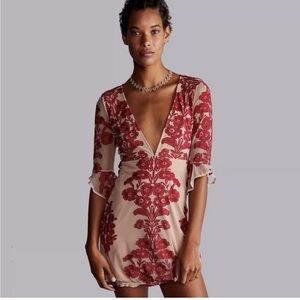 For Love And Lemons Red Embroidered Dress